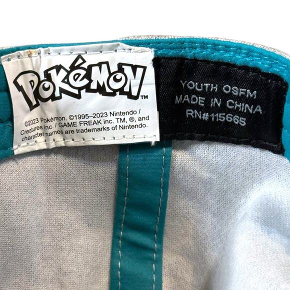 Pokemon Ball Cap Youth Charizard Gray and Teal Unworn Flat Brim Snapback OSFM - Picture 7 of 7